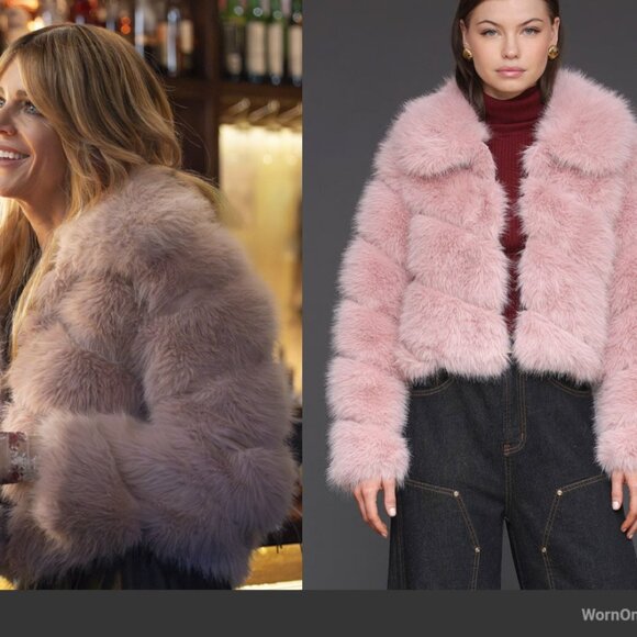 Avec Les Filles Luxurious Cropped Paneled Faux-Fur Coat in Blush sz XS $285 - Picture 8 of 16